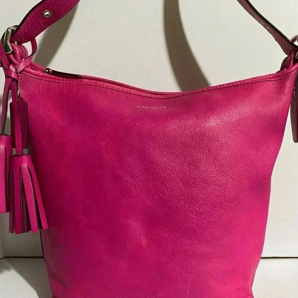 Coach pink leather bucket shoulder handbag - Picture 5 of 15